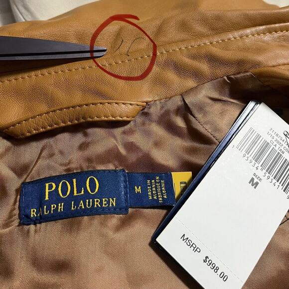 Ralph Lauren Womens Cropped Lambskin Trench‎ Coat Size M Tan Luxe MSRP $998 FLAW - Picture 16 of 16